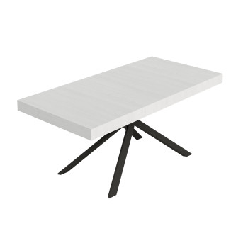 Mesa Niket con patas antracita D.90 - Mesa extensible Niket 90x180/440 cm fresno blanco con patas antracita