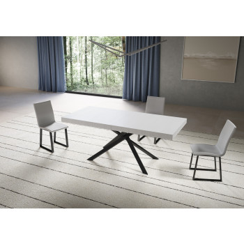 Mesa Niket con patas antracita D.90 - Mesa extensible Niket 90x200/304 cm fresno blanco con patas antracita