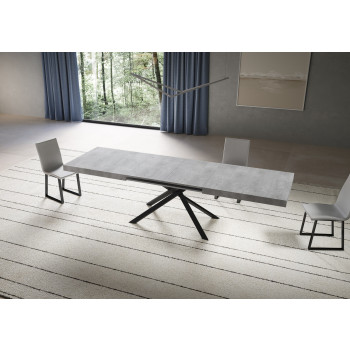 Mesa Niket con patas antracita D.90 - Mesa extensible Niket 90x200/304 cm fresno blanco con patas antracita