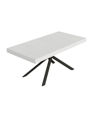 Mesa Niket con patas antracita D.90 - Mesa extensible Niket 90x200/304 cm fresno blanco con patas antracita