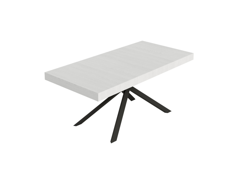 Mesa Niket con patas antracita D.90 - Mesa extensible Niket 90x200/304 cm fresno blanco con patas antracita