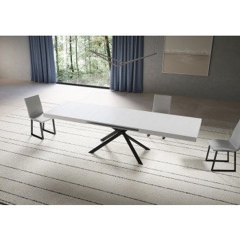 Mesa Niket con patas antracita D.90 - Mesa extensible Niket 90x200/460 cm fresno blanco con patas antracita