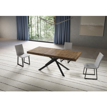 Mesa Niket con patas antracita D.90 - Mesa extensible Niket 90x200/460 cm fresno blanco con patas antracita