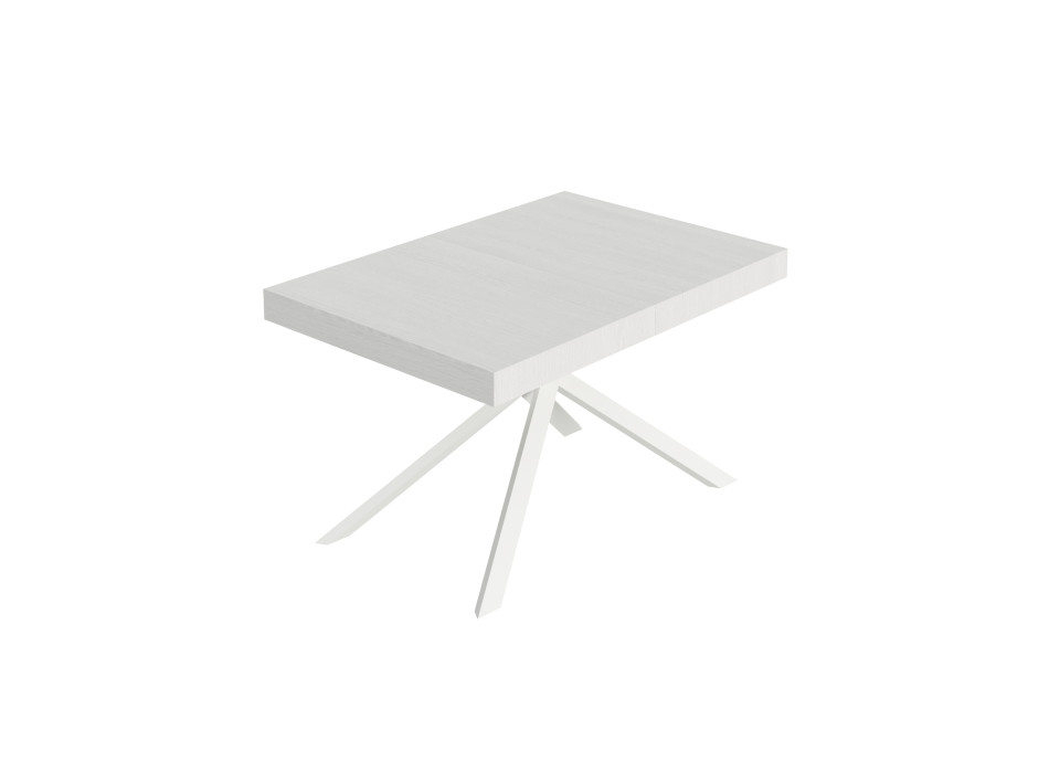 Mesa Niket con patas blancas D.90 - Mesa extensible 90x130/234 cm Niket fresno blanco con patas blancas