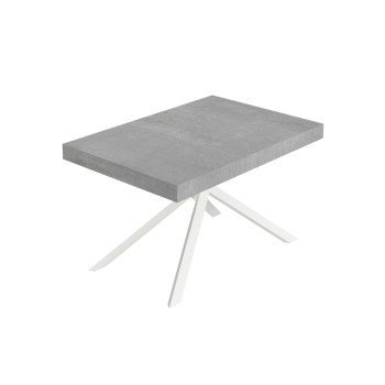 Mesa Niket con Patas Blancas D.90 - Mesa Extensible 90x140/400 cm Niket Fresno Blanco con Patas Blancas