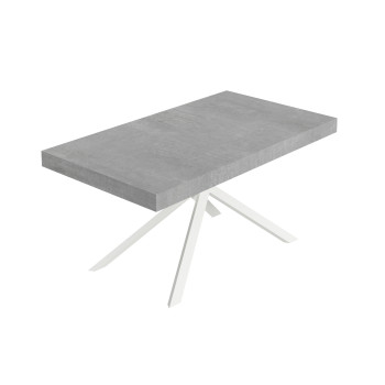 Mesa Niket con Patas Blancas D.90 - Mesa Extensible 90x160/420 cm Niket Fresno Blanco con Patas Blancas