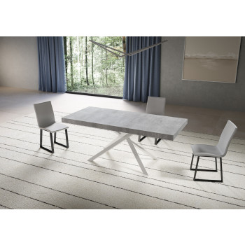 Mesa Niket con patas blancas D.90 - Mesa extensible 90x180/284 cm Niket fresno blanco con patas blancas