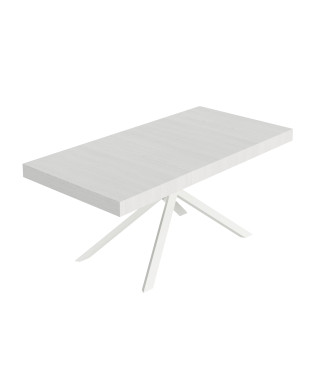 Mesa Niket con patas blancas D.90 - Mesa extensible 90x180/284 cm Niket fresno blanco con patas blancas