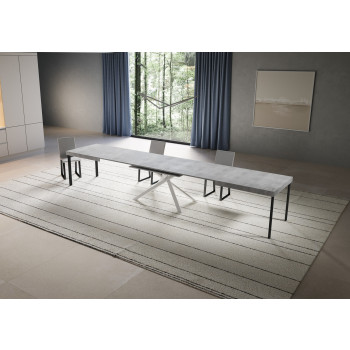 Mesa Niket con patas blancas D.90 - Mesa extensible 90x180/440 cm Niket Fresno blanco con patas blancas