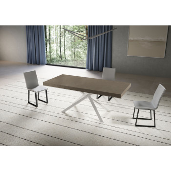 Mesa Niket con Patas Blancas D.90 - Mesa Extensible 90x180/440 cm Niket Fresno Blanco con Patas Blancas