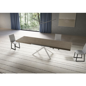 Mesa Niket con patas blancas D.90 - Mesa extensible 90x180/440 cm Niket Fresno blanco con patas blancas