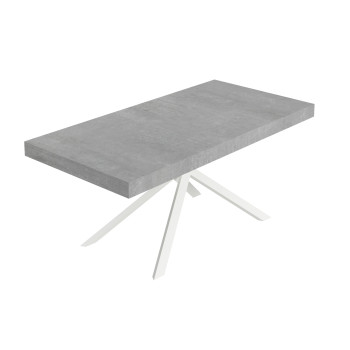 Mesa Niket con patas blancas D.90 - Mesa extensible 90x200/304 cm Niket Fresno blanco con patas blancas