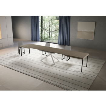 Mesa Niket con patas blancas D.90 - Mesa extensible 90x200/460 cm Niket Fresno blanco con patas blancas