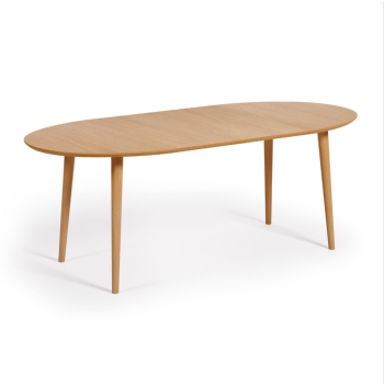 Mesa ovalada extensible Oqui en chapa de roble Ø120(20
