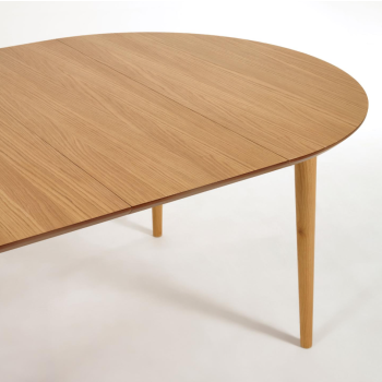 Mesa ovalada extensible Oqui en chapa de roble Ø120(20