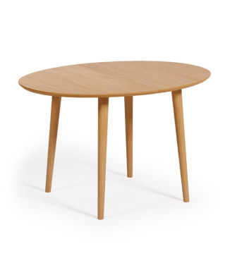 Mesa ovalada extensible Oqui en chapa de roble Ø120(20