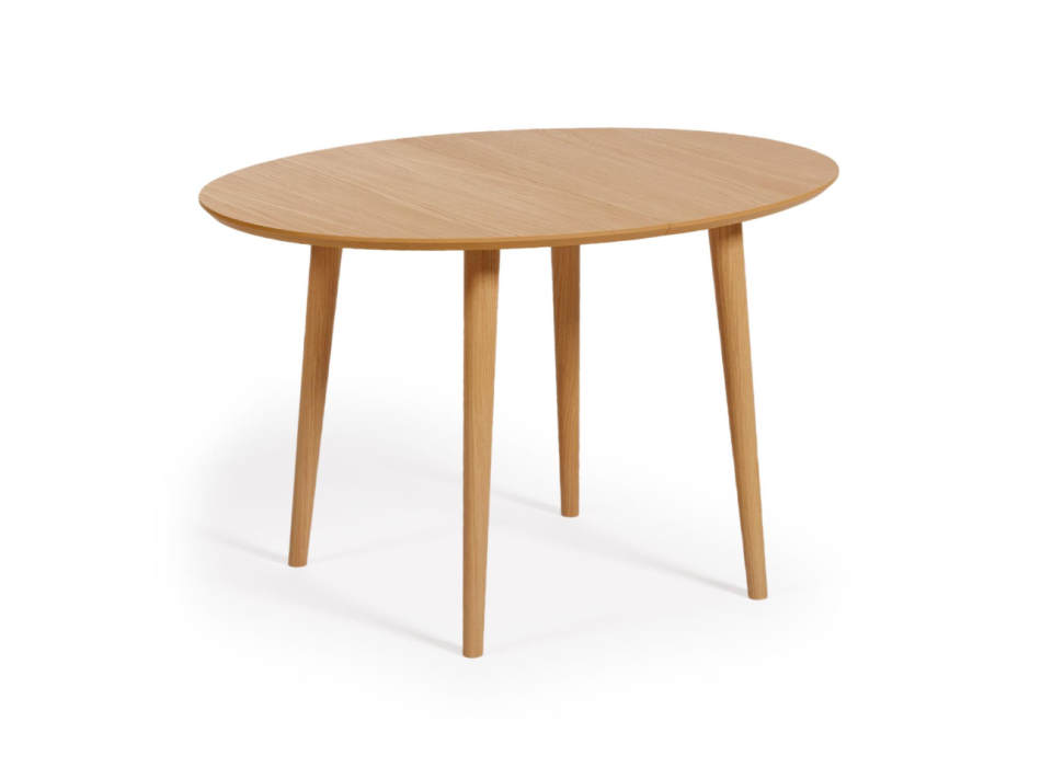 Mesa ovalada extensible Oqui en chapa de roble Ø120(20