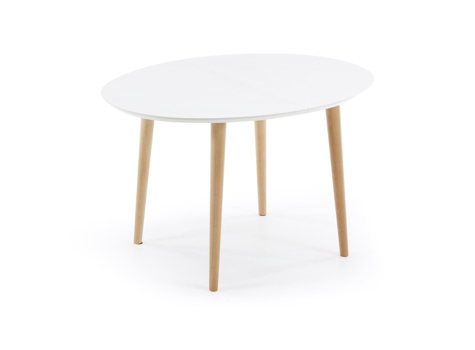 Mesa extensible ovalada Oqui MDF lacado blanco g90 natural, lacado blanco o