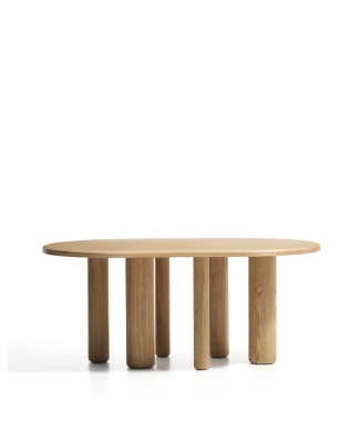 Mesa ovalada Mailen de fresno con acabado natural Ø 180 x 105 cm