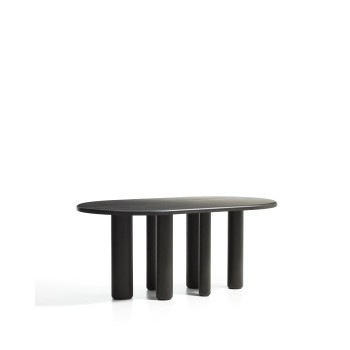 Mesa ovalada Mailen de fresno con acabado oscuro, Ø 180 x 105 cm.
