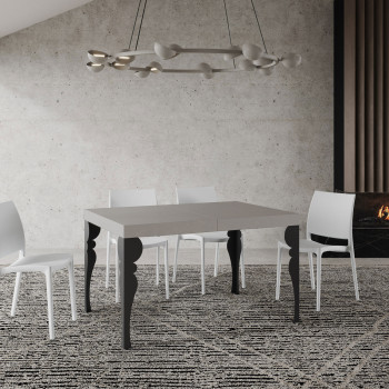 Mesa Paxon con patas antracita D.90 - Mesa extensible 120/224x90 cm Paxon fresno blanco con patas antracita