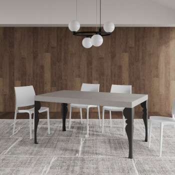 Mesa Paxon con patas antracita D.90 - Mesa extensible 160/264x90 cm Paxon fresno blanco con patas antracita