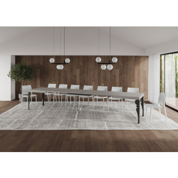 Mesa Paxon con patas antracita D.90 - Mesa extensible 160/420x90 cm Paxon fresno blanco con patas antracita