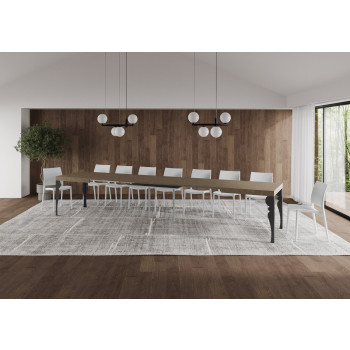 Mesa Paxon con patas antracita D.90 - Mesa extensible 160/420x90 cm Paxon fresno blanco con patas antracita