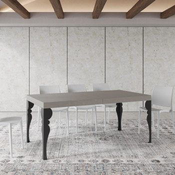 Mesa Paxon con patas antracita D.90 - Mesa extensible 180/284x90 cm Paxon fresno blanco con patas antracita