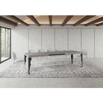 Mesa Paxon con patas antracita D.90 - Mesa extensible 180/284x90 cm Paxon fresno blanco con patas antracita