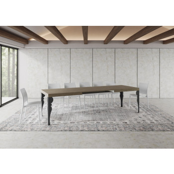 Mesa Paxon con patas antracita D.90 - Mesa extensible 180/284x90 cm Paxon fresno blanco con patas antracita