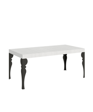 Mesa Paxon con patas antracita D.90 - Mesa extensible 180/284x90 cm Paxon fresno blanco con patas antracita
