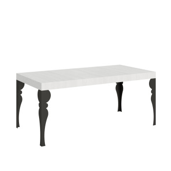 Mesa Paxon con patas antracita D.90 - Mesa extensible 180/284x90 cm Paxon fresno blanco con patas antracita