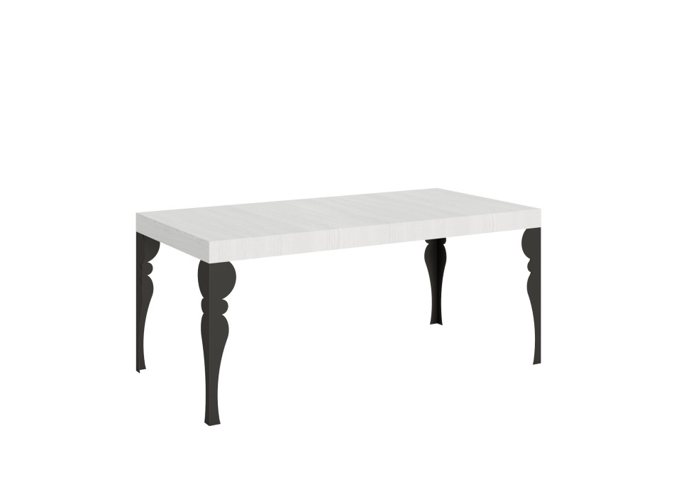 Mesa Paxon con patas antracita D.90 - Mesa extensible 200/304x90 cm Paxon fresno blanco con patas antracita