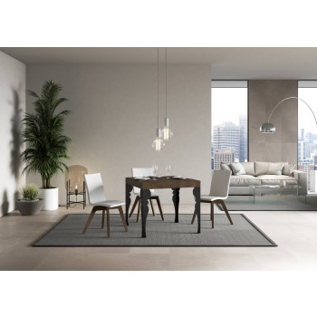 Mesa Paxon con patas antracita D.90 - Mesa extensible 90/246x90 cm Paxon fresno blanco con patas antracita