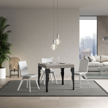 Mesa Paxon con patas antracita D.90 - Mesa extensible 90/246x90 cm Paxon fresno blanco con patas antracita