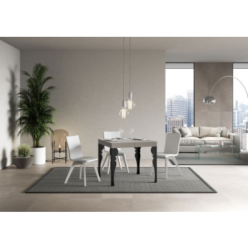 Mesa Paxon con patas antracita D.90 - Mesa extensible 90/246x90 cm Paxon fresno blanco con patas antracita