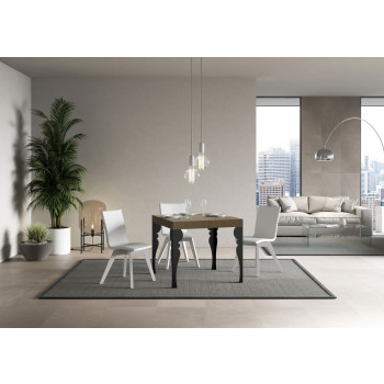 Mesa Paxon con patas antracita D.90 - Mesa extensible 90/246x90 cm Paxon fresno blanco con patas antracita