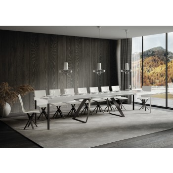 Mesa Proxy Antracita - Mesa Extensible 90x180/440 cm Estructura Proxy Fresno Blanco Antracita