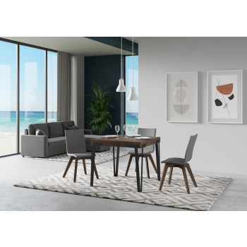 Mesa Rio - Mesa Extensible 90x90/246 cm Rio Estructura Fresno Blanco Antracita