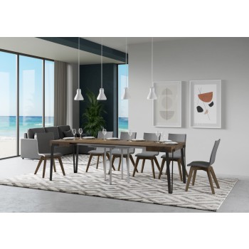 Mesa Rio - Mesa Extensible 90x90/246 cm Rio Estructura Fresno Blanco Antracita