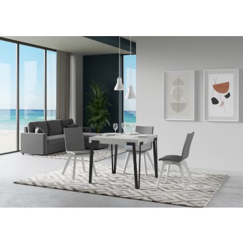 Mesa Rio - Mesa Extensible 90x90/246 cm Rio Estructura Fresno Blanco Antracita