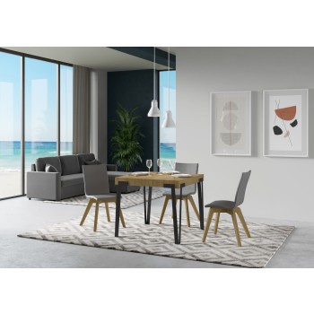 Mesa Rio - Mesa Extensible 90x90/246 cm Rio Estructura Fresno Blanco Antracita