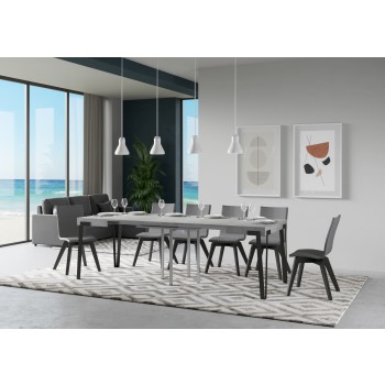 Mesa Rio - Mesa Extensible 90x90/246 cm Rio Estructura Fresno Blanco Antracita