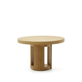 Mesa redonda extensible Artis en madera maciza y chapa de roble FSC 100% 120 (170) x 80 cm
