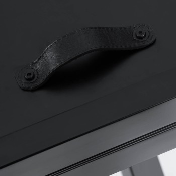 Mesa redonda extensible Vashti en cristal y patas de acero, acabado negro, Ø 120 (160) cm