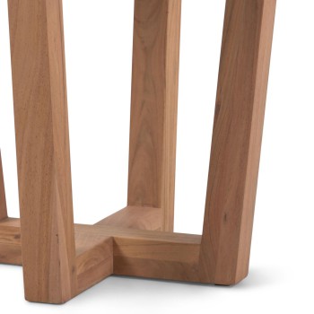 Mesa redonda Nahla en madera maciza de acacia con acabado natural, Ø 90 cm.