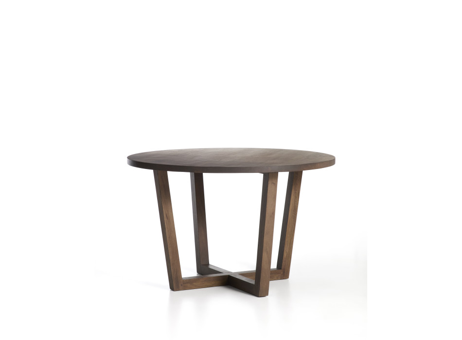 Mesa redonda Nahla de madera maciza de mango con acabado en nogal, Ø 120 cm.