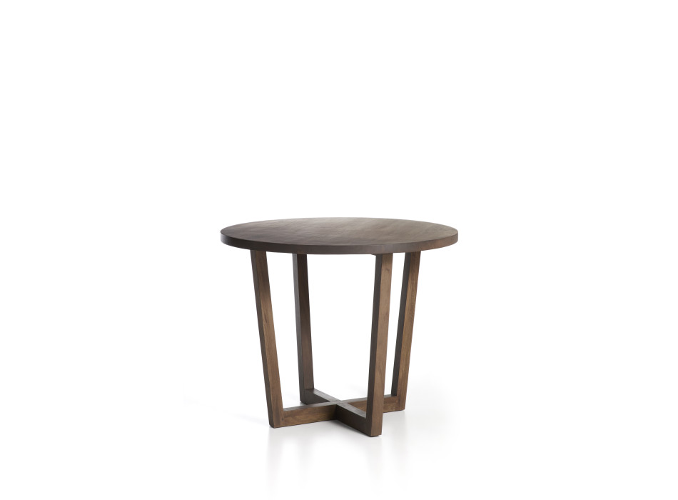 Mesa redonda Nahla de madera maciza de mango con acabado en nogal, Ø 90 cm.