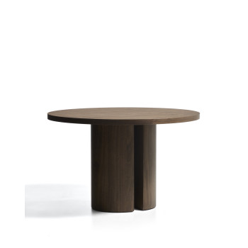 Mesa redonda Nealy con chapa de nogal y acabado oscuro Ø 120 cm